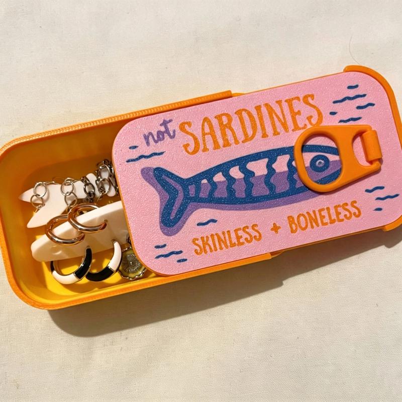 Tin Container Lid - Sardine Tin Jewelry Box 3D Printed