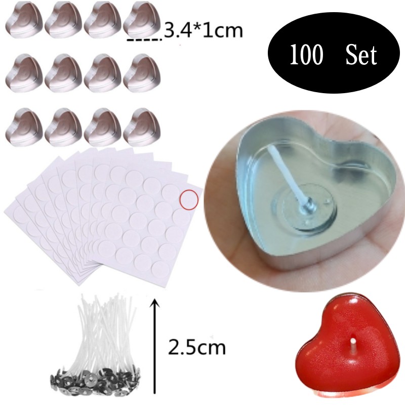 Candle Making Tips - 100 Sets Heart shaped Empty Aluminum