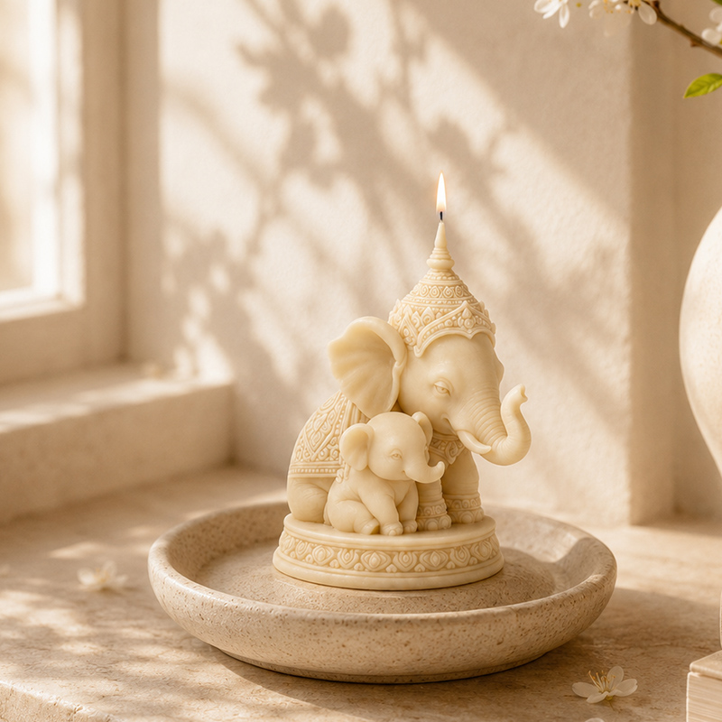 Candle Making Kit For Kids - Thai Mother and Child Elephant Candle