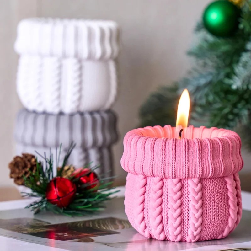 Candle Making Yarn - Knitted Yarn Candle Jar Silicone Mold