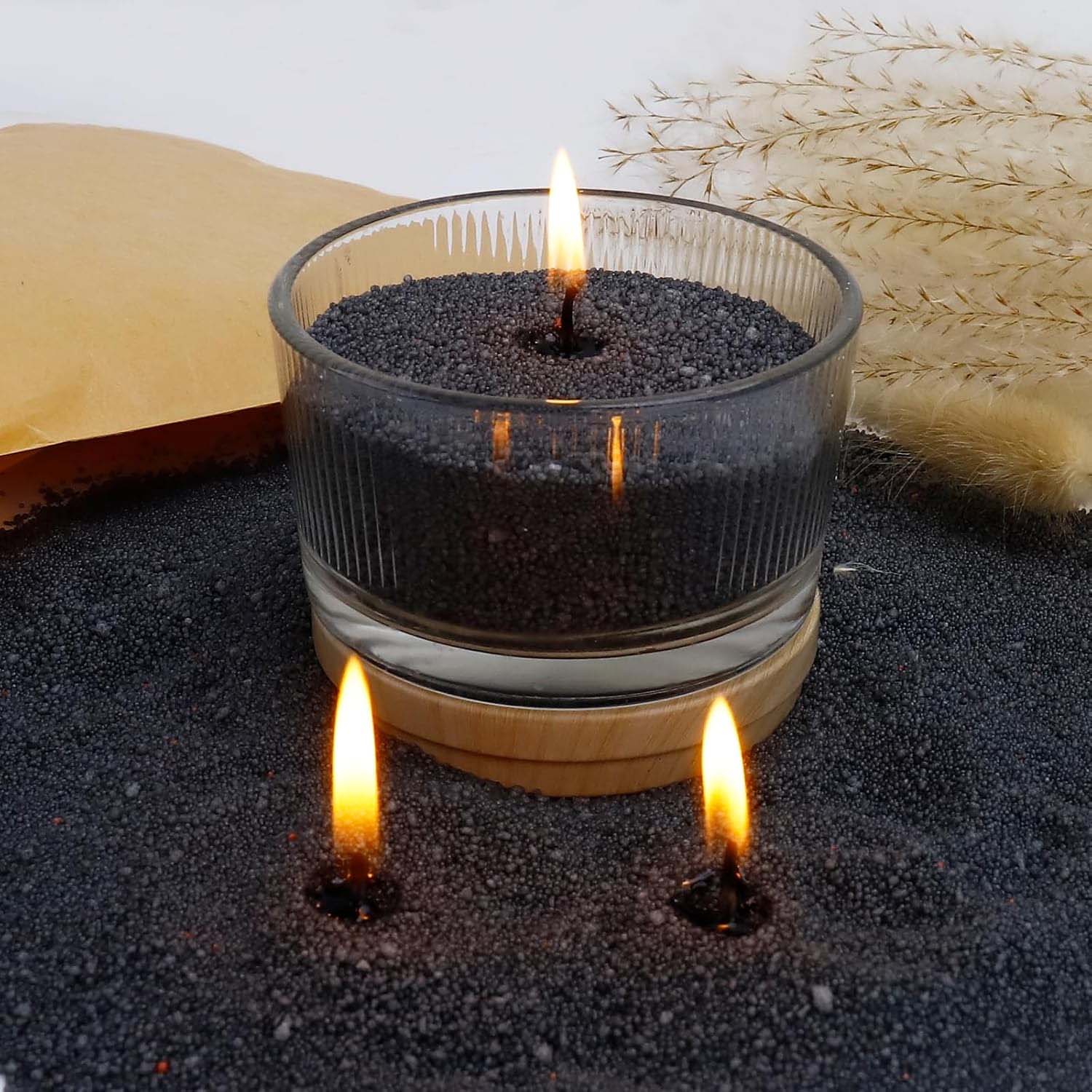 Candle Making Tips - Black Candle Sand with Wick, 200g