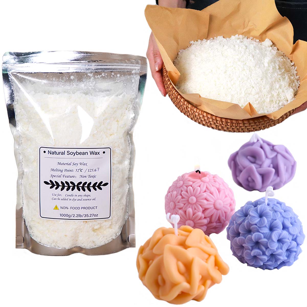 500g/1kg Natural Soy Wax Flake - đánh giá và giá Soy Wax Pillar Blend