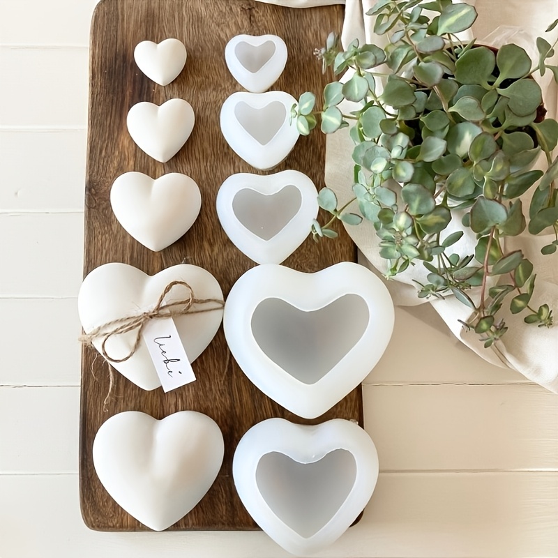 5pcs Heart-Shaped Gypsum Candl - đánh giá và giá Candle Mold Silicone