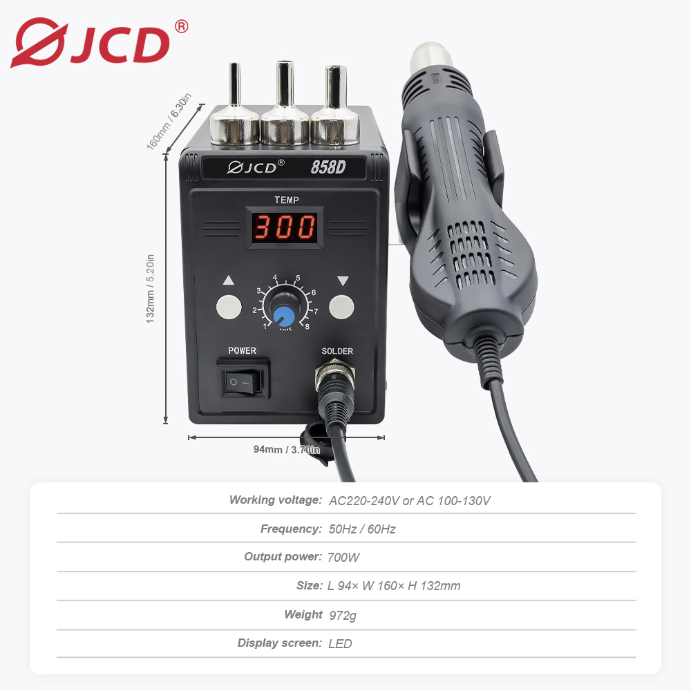 JCD Hot Air Gun 858D BGA Rewor - đánh giá và giá Heat Gun Embossing