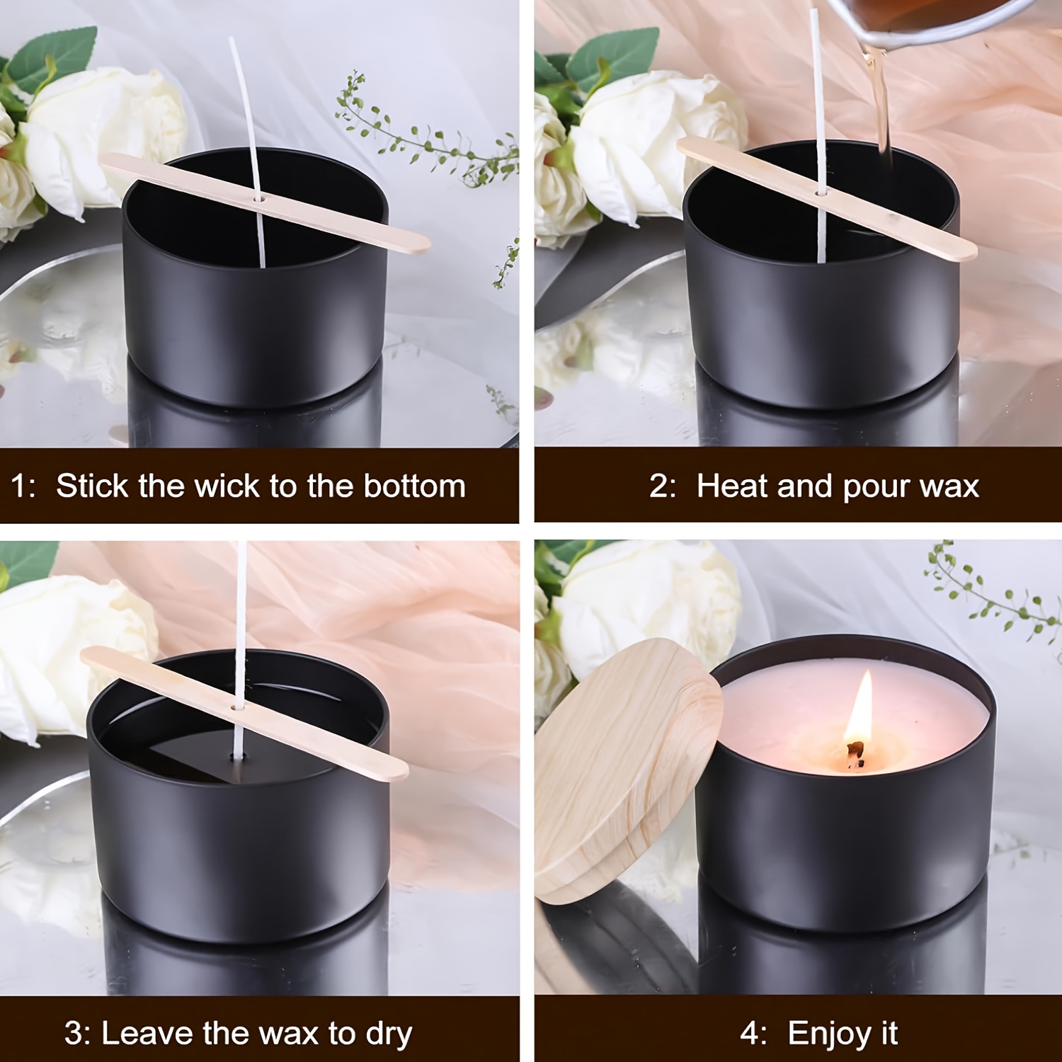 Black candle jars with wood li - đánh giá và giá Candle Making Kit For Kids
