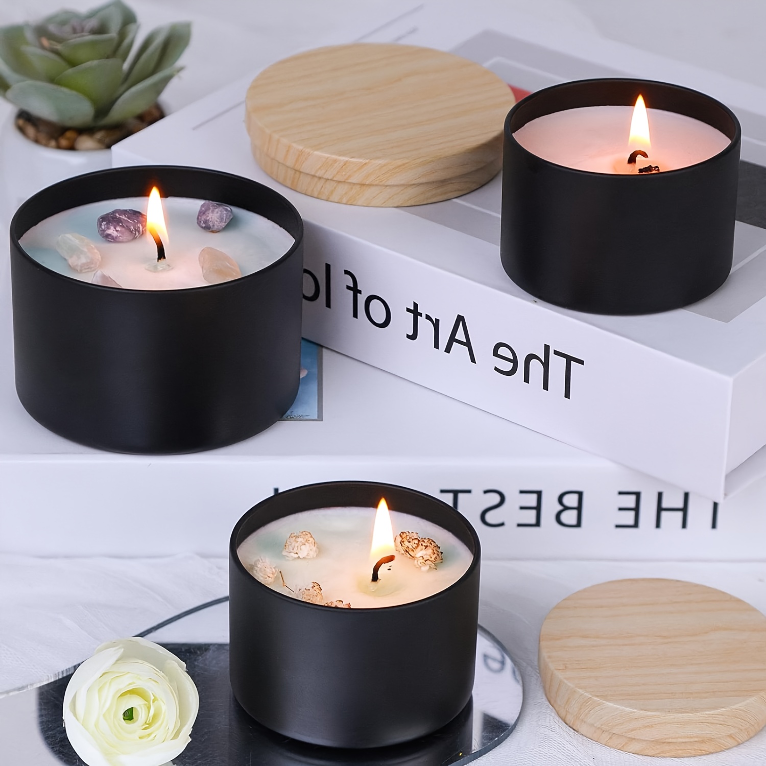 Black candle jars with wood li - đánh giá và giá Candle Making Kit For Kids